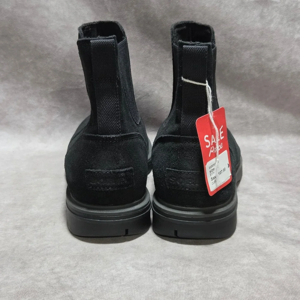 Sorel Mens Caribou Chelsea Boots Black Suede Waterproof NM4900-010 Size 12